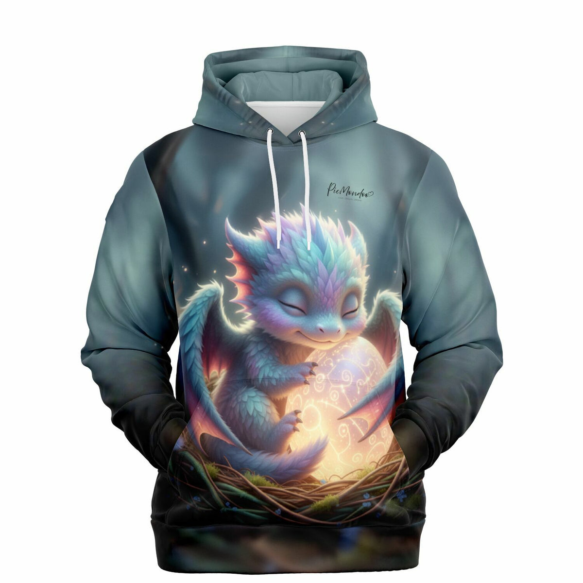 Dreamer Hoodie mit Lichtdrache Faye Motiv, stylischer AOP-Druck als perfekte Ergänzung zum Diamond Painting Hobby