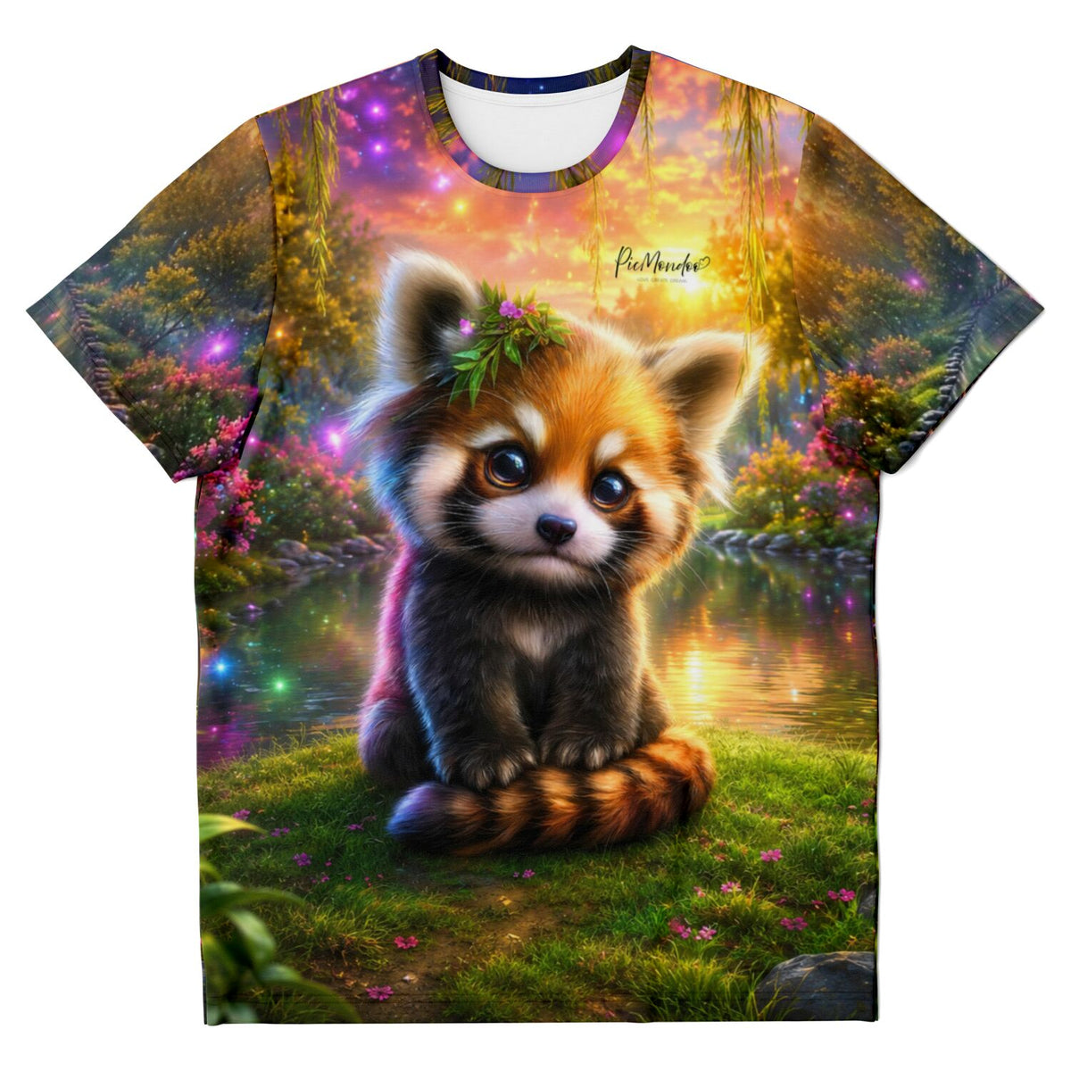 T-Shirt mit süßem rotem Panda im Wald, ideal für Fans von Diamond Painting und kreativen Malen nach Zahlen Motiven.
