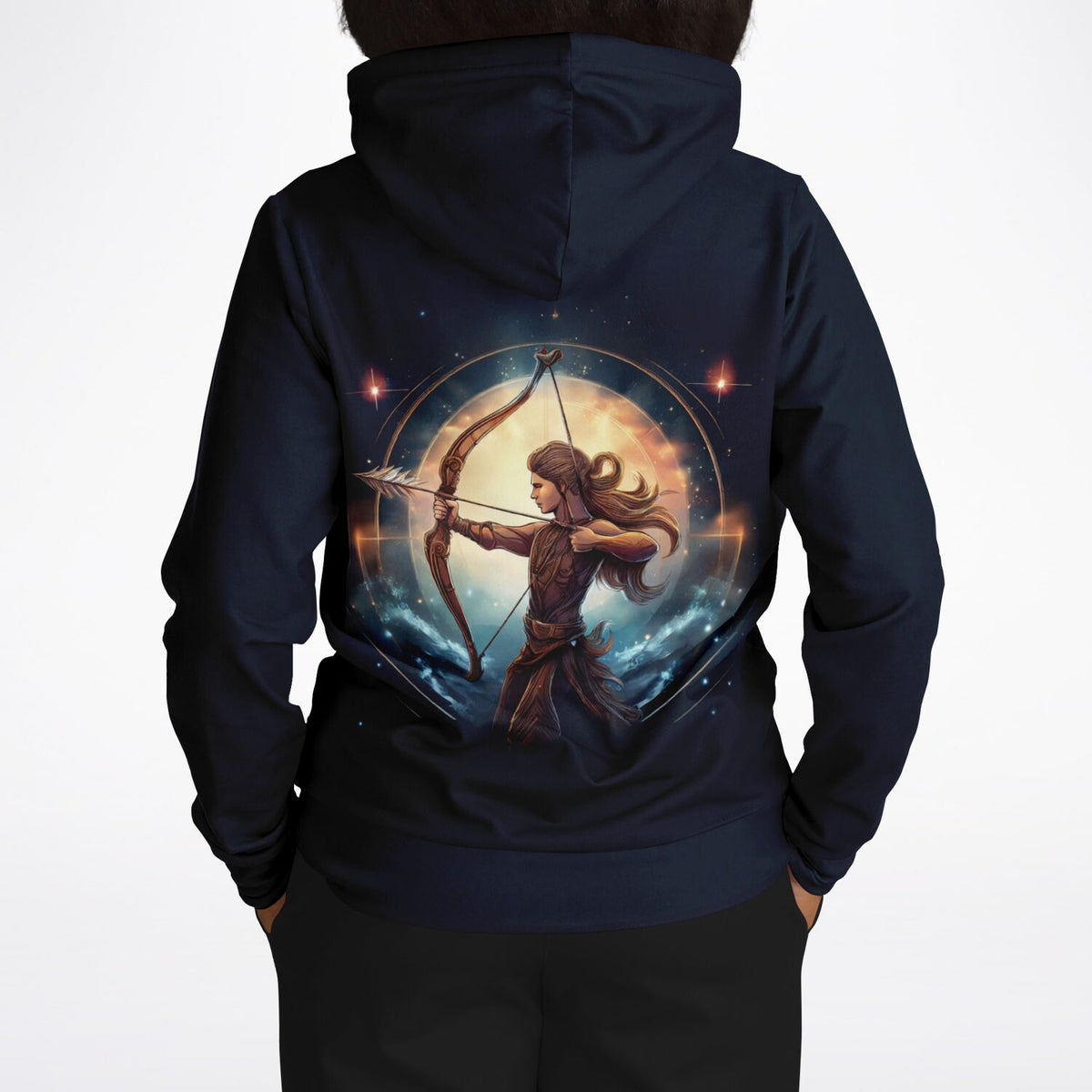 Dunkelblauer Dreamer Hoodie mit Sternzeichen Schütze Motiv, ideal für Fans von Diamond Painting und kreativen Designs.
