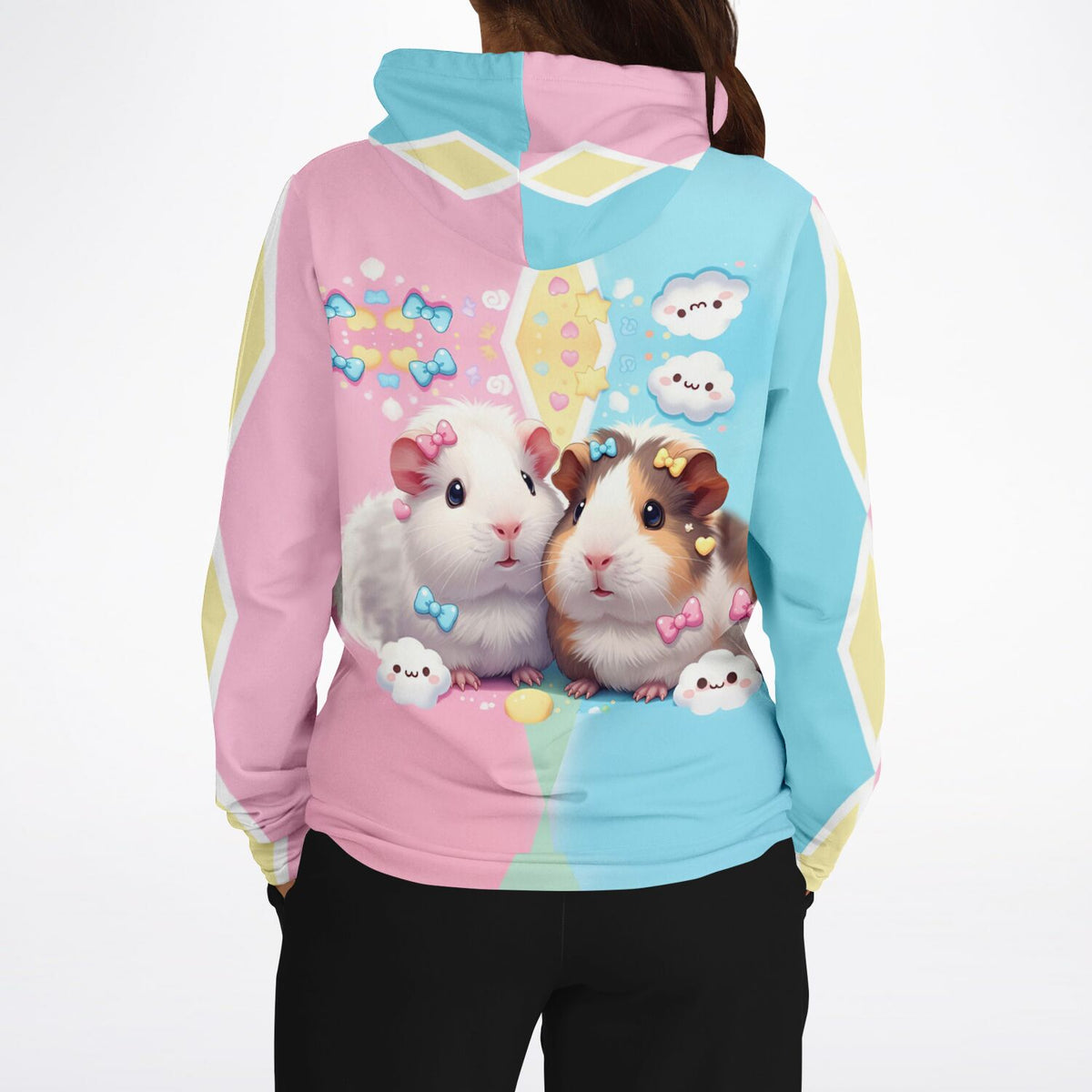 Dreamer Hoodie mit niedlichem Meerschweinchen-Motiv in Pastellfarben, perfekt für Fans von Malen nach Zahlen Designs.