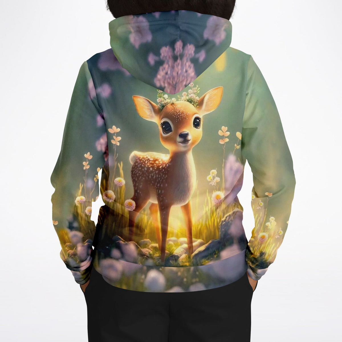 Dreamer Hoodie mit Rehkitz Motiv Anabell im Blumenwald für Fans von Diamond Painting und Malen nach Zahlen