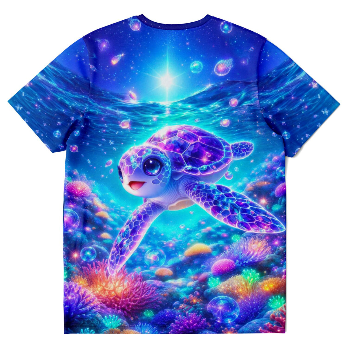 Dreamer T-Shirt mit Sternenschildi Motiv, im Stil von Diamond Painting Farben leuchtend unter Wasser.