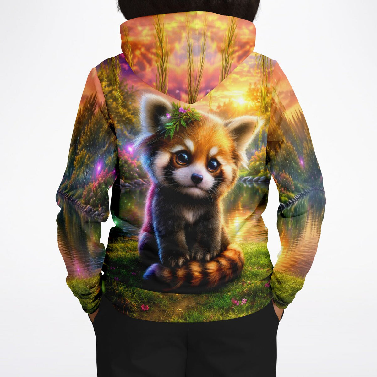 Hoodie mit süßem Roten Panda im magischen Wald, im Stil beliebter Diamond Painting und Malen nach Zahlen Motive