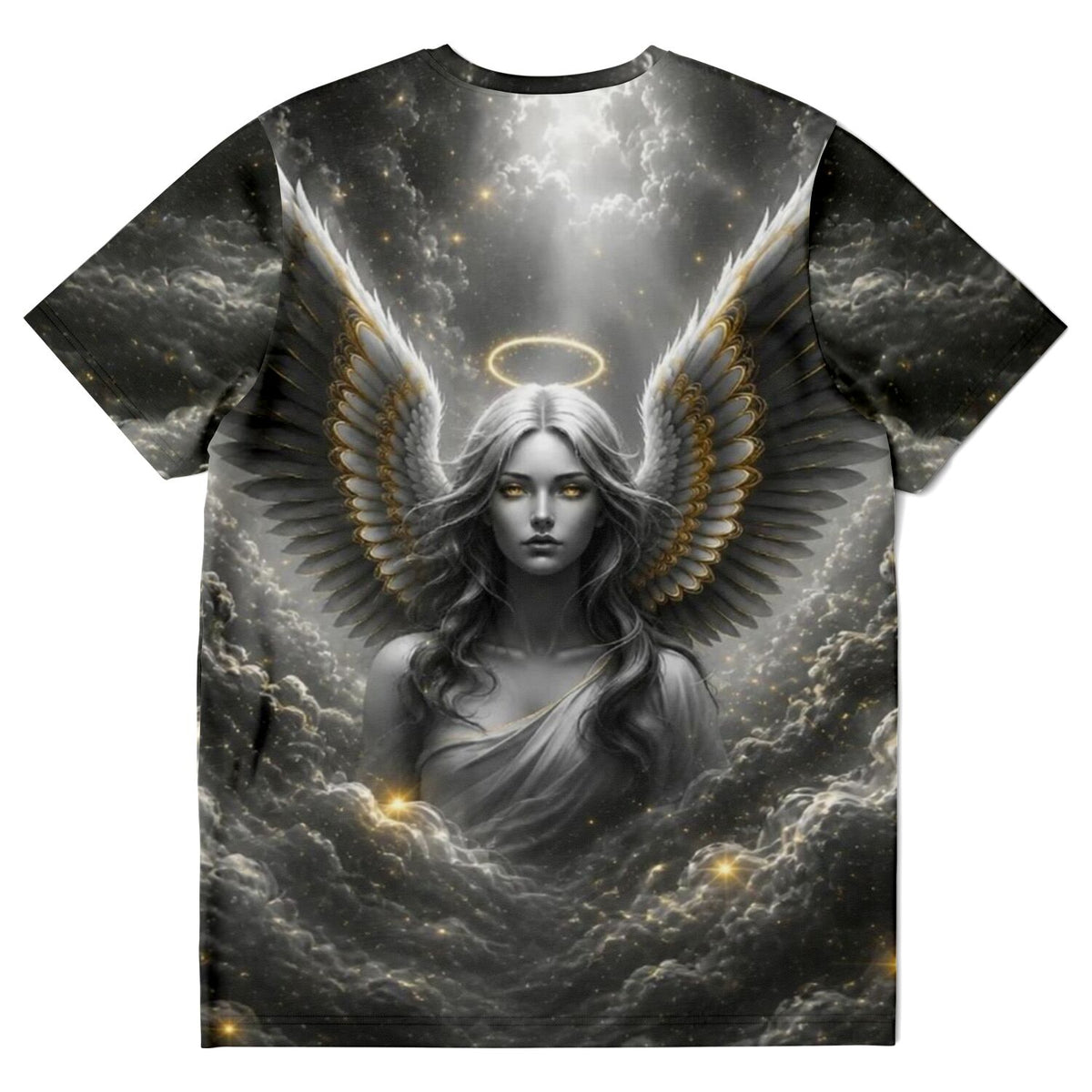 T-Shirt mit Golden Angel Motiv, ideal für Fans von mystischen Diamond Painting und Malen nach Zahlen Kunstwerken