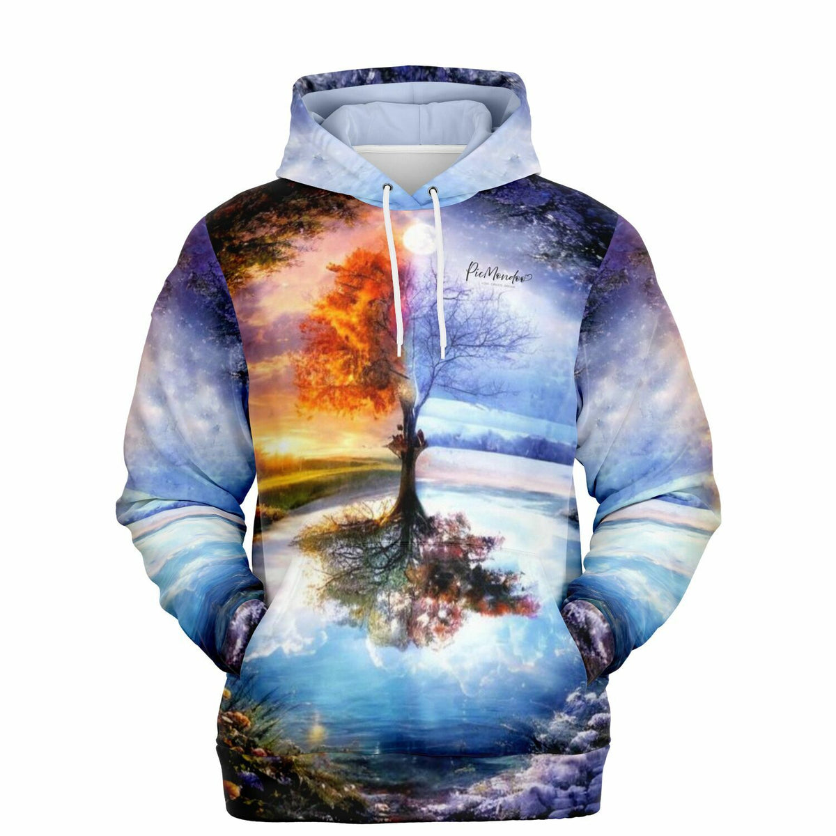 Dreamer Hoodie mit Baum der 4 Jahreszeiten Print, inspiriert von Diamond Painting Motiven und Malen nach Zahlen Design