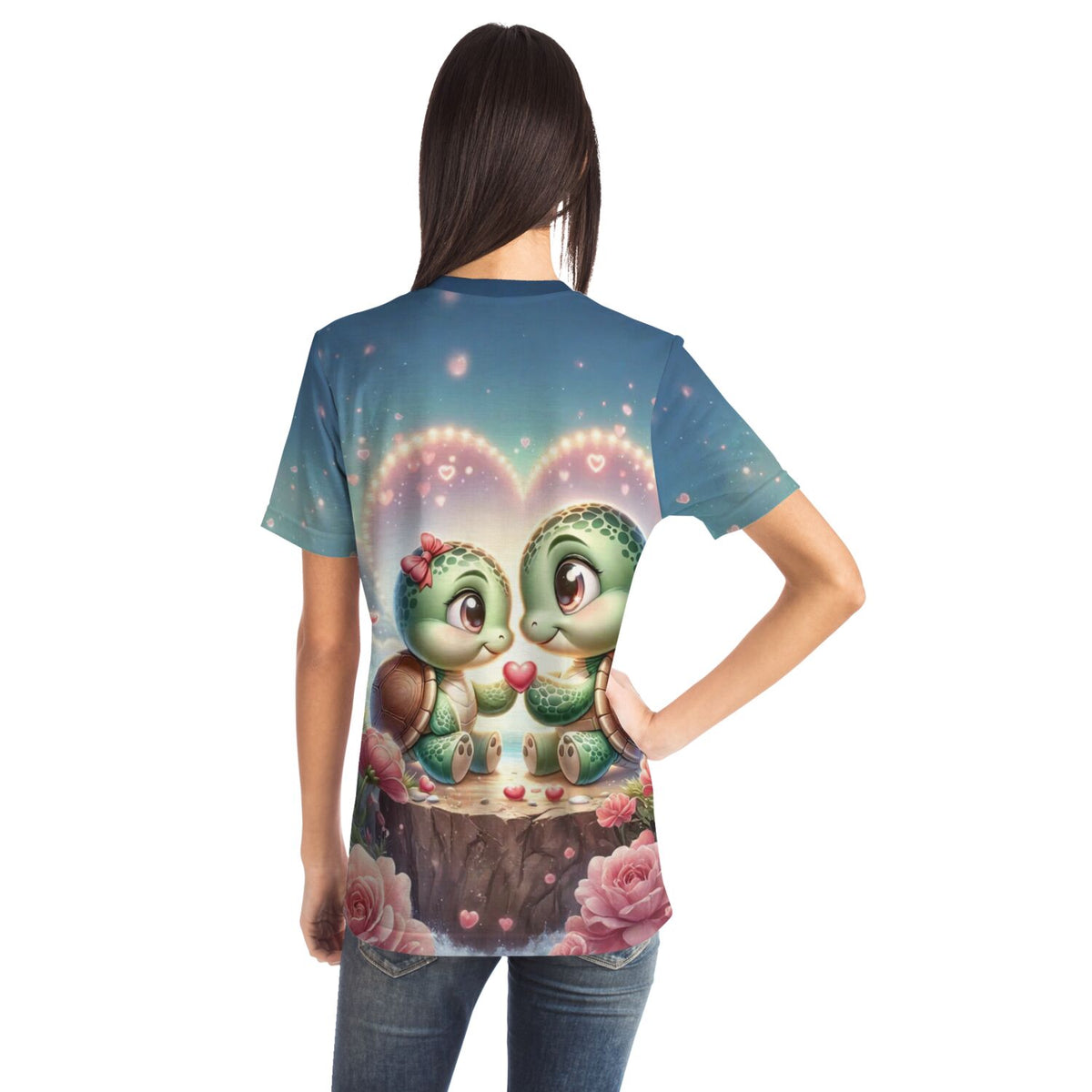 T-Shirt mit süßen Schildkröten in Love Motiv, inspiriert von Diamond Painting Motiven und DIY Kunst