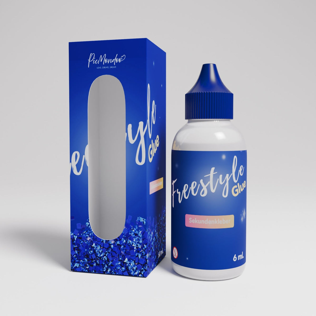Picmondoo Freestyle Glue als spezieller Kleber für Diamond Painting zur Reparatur und Fixierung von Leinwänden.