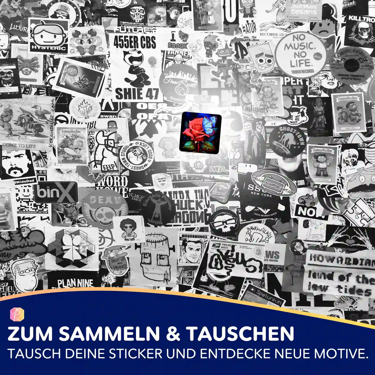 Picmondoo Sticker-Set mit roter Rose und blauem Schmetterling für Diamond Painting Zubehör