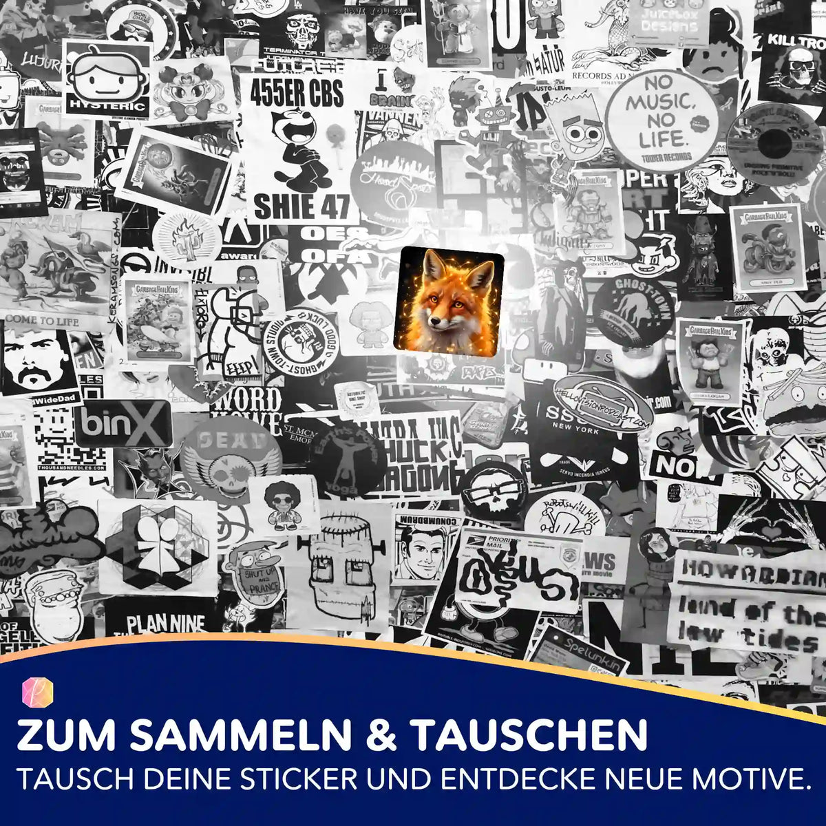 Picmondoo 5er-Set Aufkleber mit einem leuchtenden Fuchs-Motiv für Diamond Painting Fans zum Sammeln und Verzieren