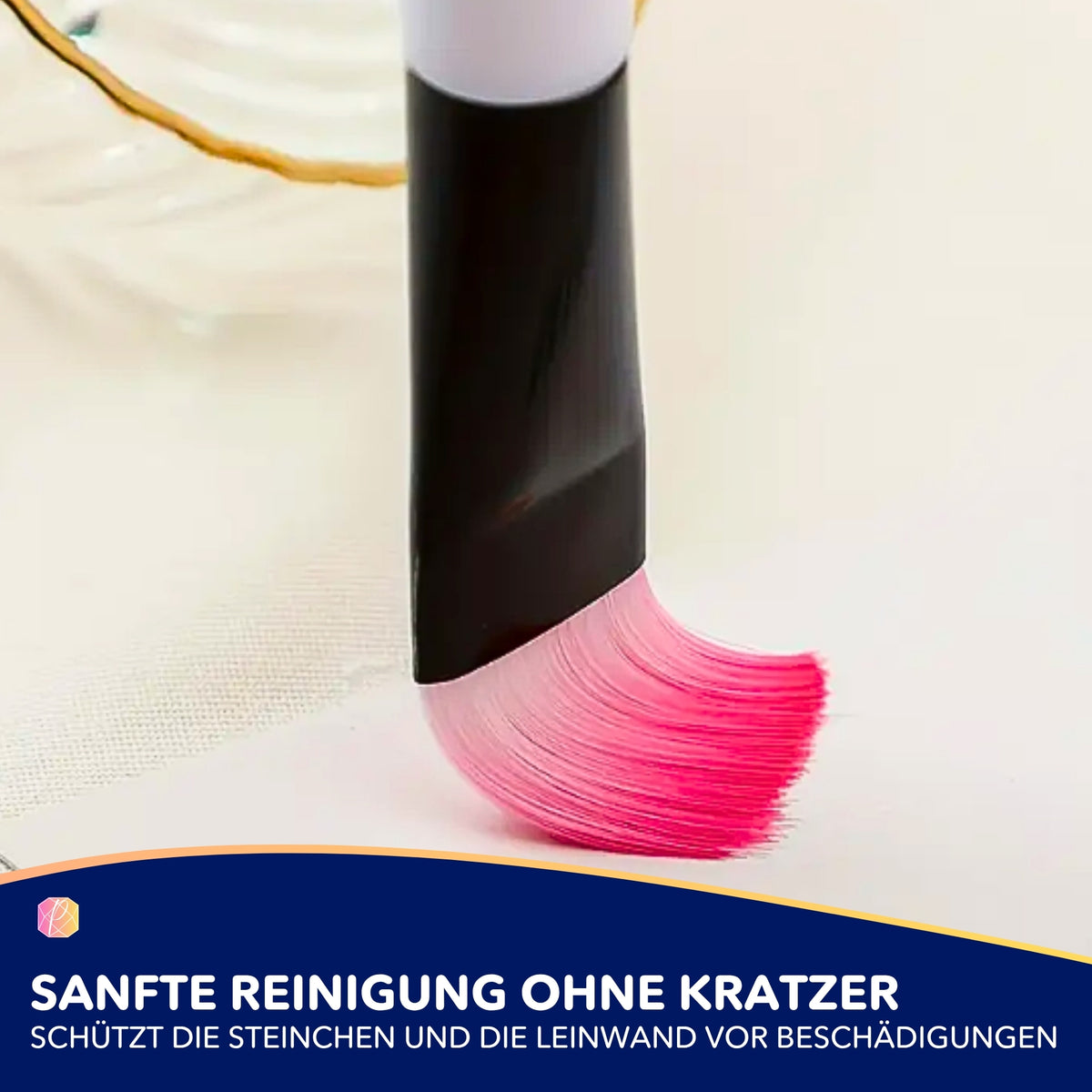 Rosa Diamond Painting Reinigungspinsel zur schonenden Entfernung von Wachsresten auf Leinwänden