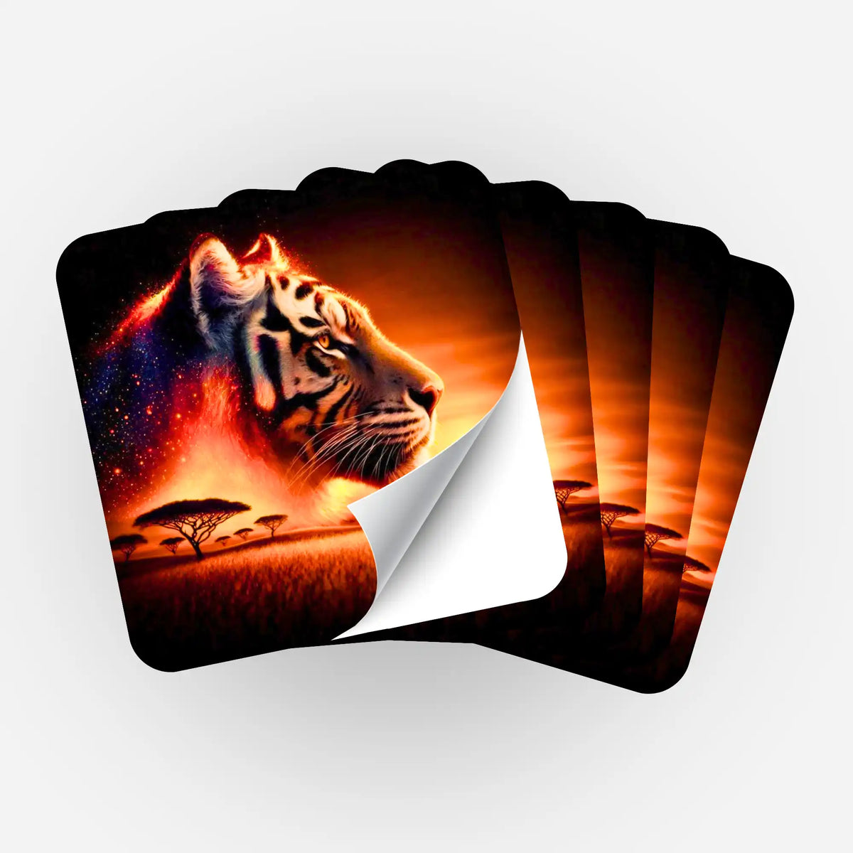 5er-Set Aufkleber Feuerherz mit Tiger-Motiv zur Organisation von Diamond Painting Zubehör und Bastelsets