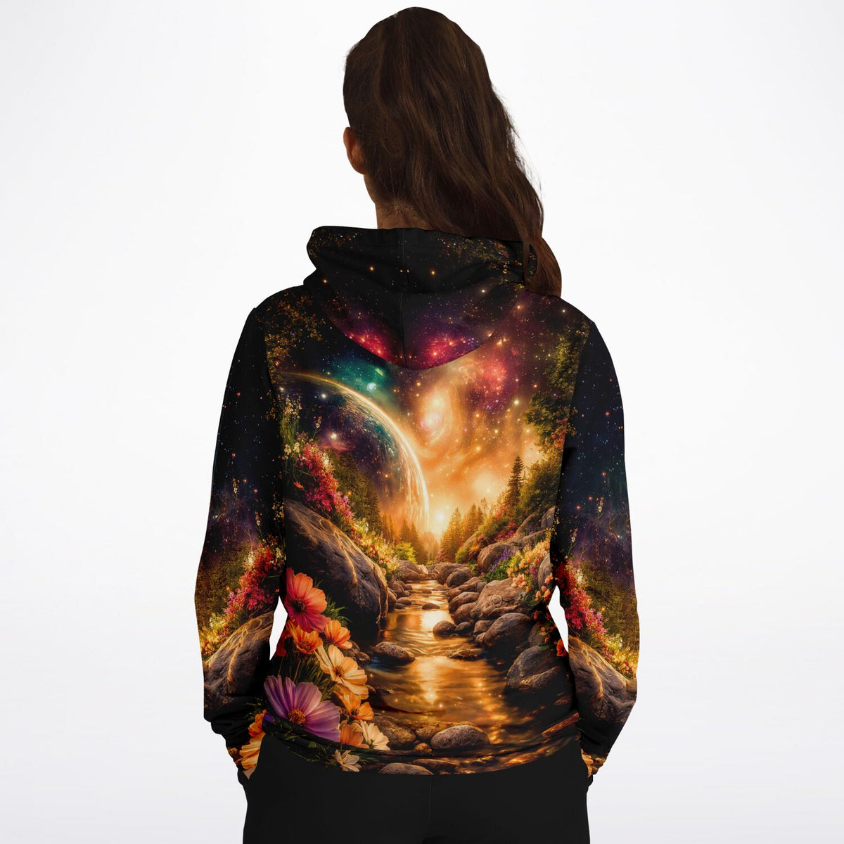 Dreamer Hoodie mit farbenfrohem Galaxie-Landschaftsmotiv, ideal für Fans von Diamond Painting und kreativen Designs.