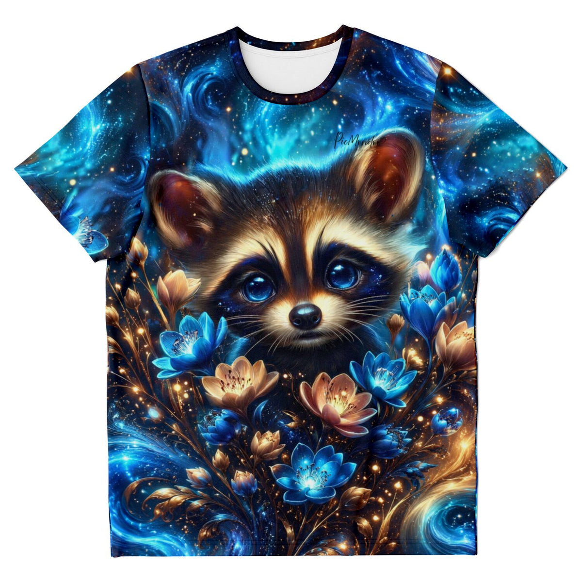 T-Shirt mit Waschbär-Motiv im galaktischen Design, passend zu Diamond Painting und Malen nach Zahlen für Erwachsene