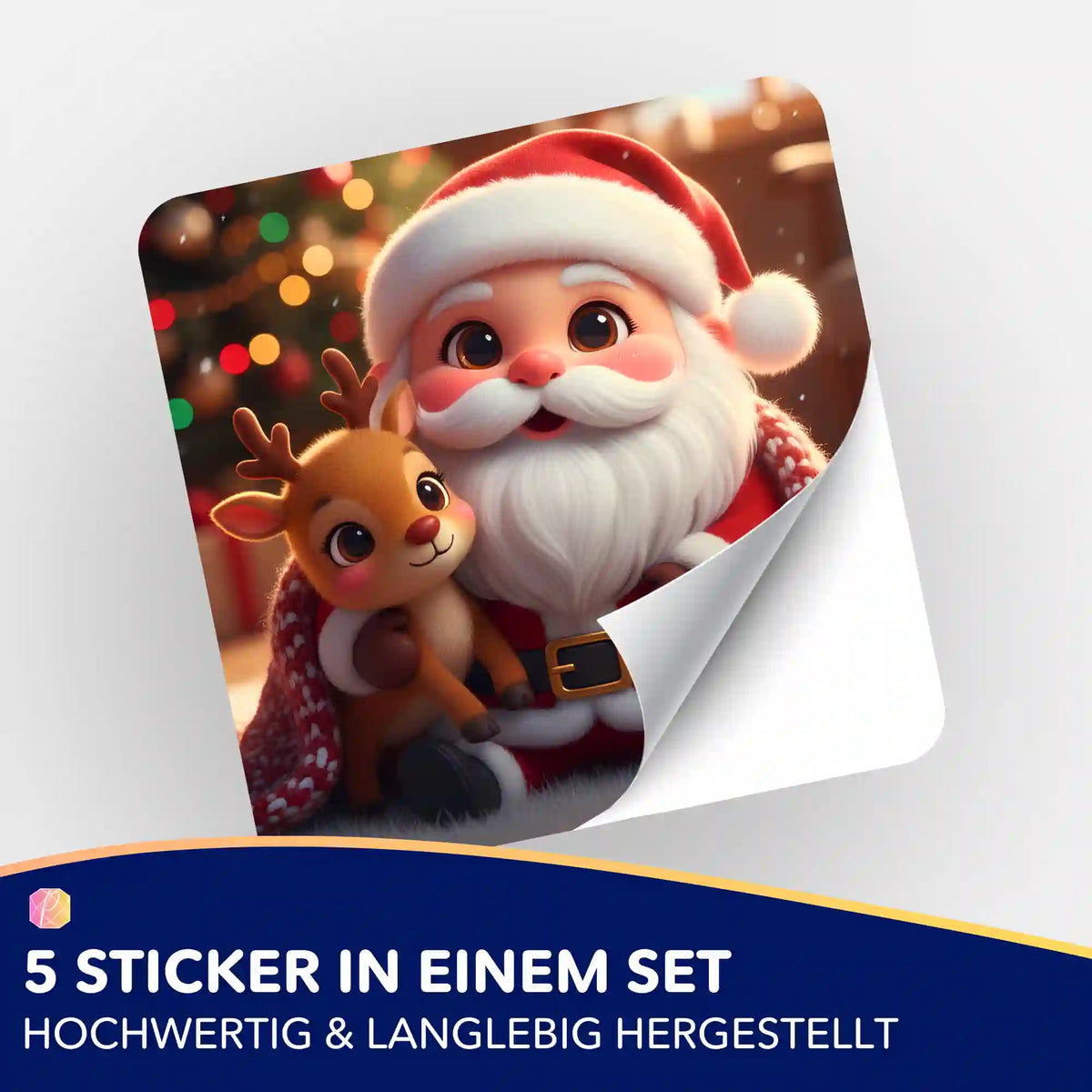 Weihnachtlicher Aufkleber mit Weihnachtsmann und Rentier für Diamond Painting Zubehör und Organisation