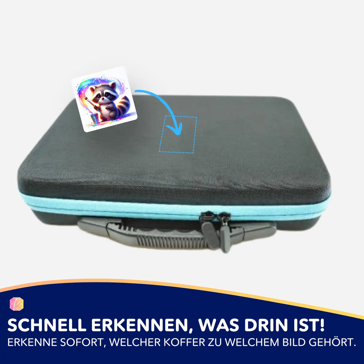 Waschbär Klecks Aufkleber zur Organisation von Diamond Painting Koffern und Zubehör für Malen nach Zahlen