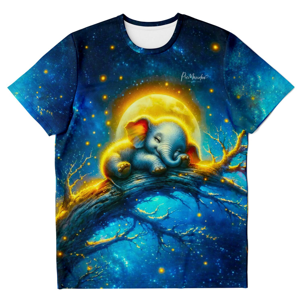 T-Shirt mit Mondschein-Elefant Motiv, inspiriert von unseren Diamond Painting und Malen nach Zahlen Designs