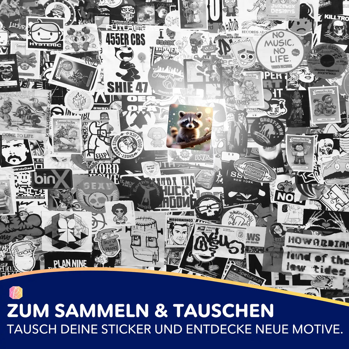 Süßer Waschbär-Sticker aus dem Picmondoo Diamond Painting Zubehör-Set zum Sammeln und Verzieren