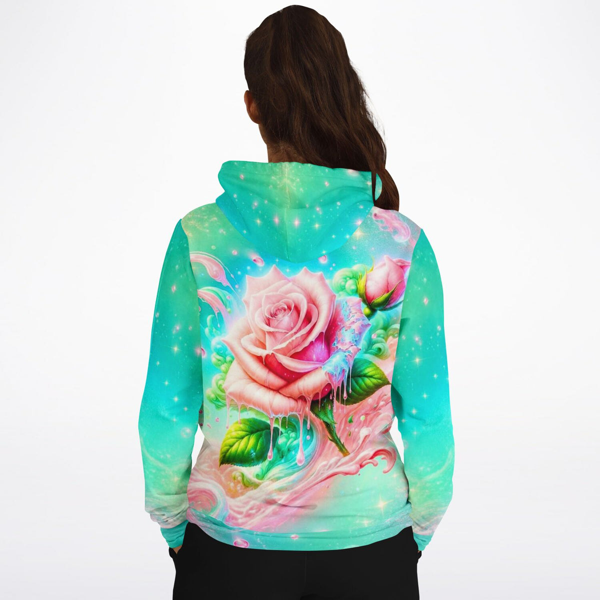 Dreamer Hoodie in Candy Rose mit rosa Rosen Motiv, ideal für Fans von Diamond Painting und kreativen Designs.