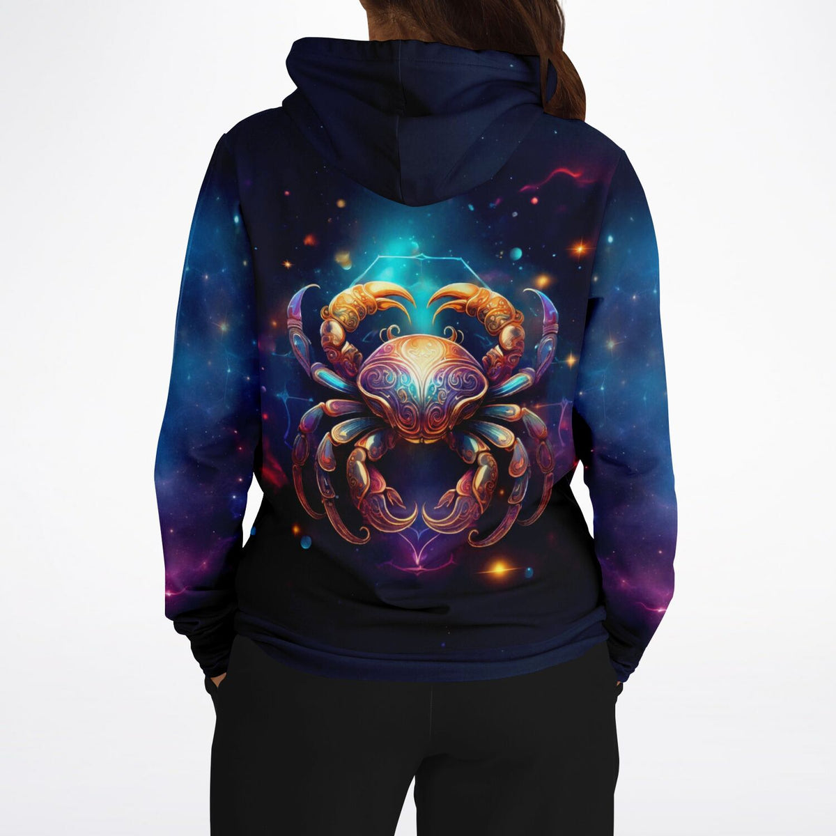 Dreamer Hoodie mit Sternzeichen Krebs Motiv in galaktischem Design, ideal für Fans von Diamond Painting und Kunst