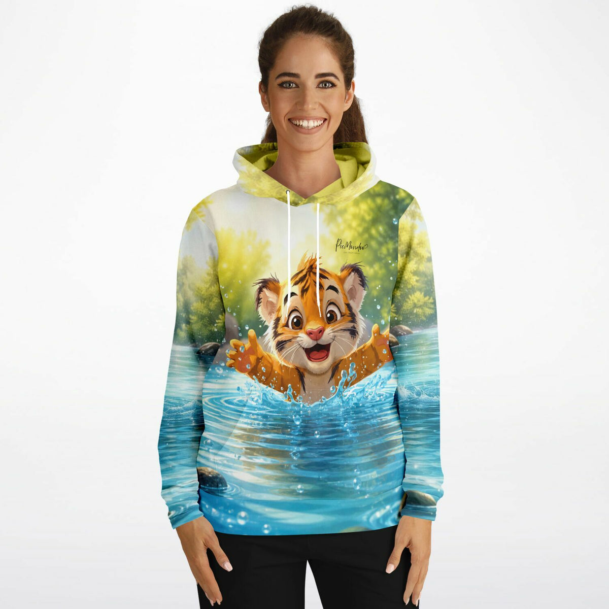 Dreamer Hoodie mit süßem Tiger-Motiv im Wasser, passend für Fans von Diamond Painting und Malen nach Zahlen