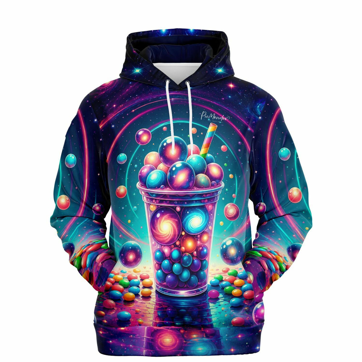 Dreamer Hoodie mit farbenfrohem Bubble Tea Universum Motiv im Galaxy-Design für Fans kreativer Hobby-Kunst