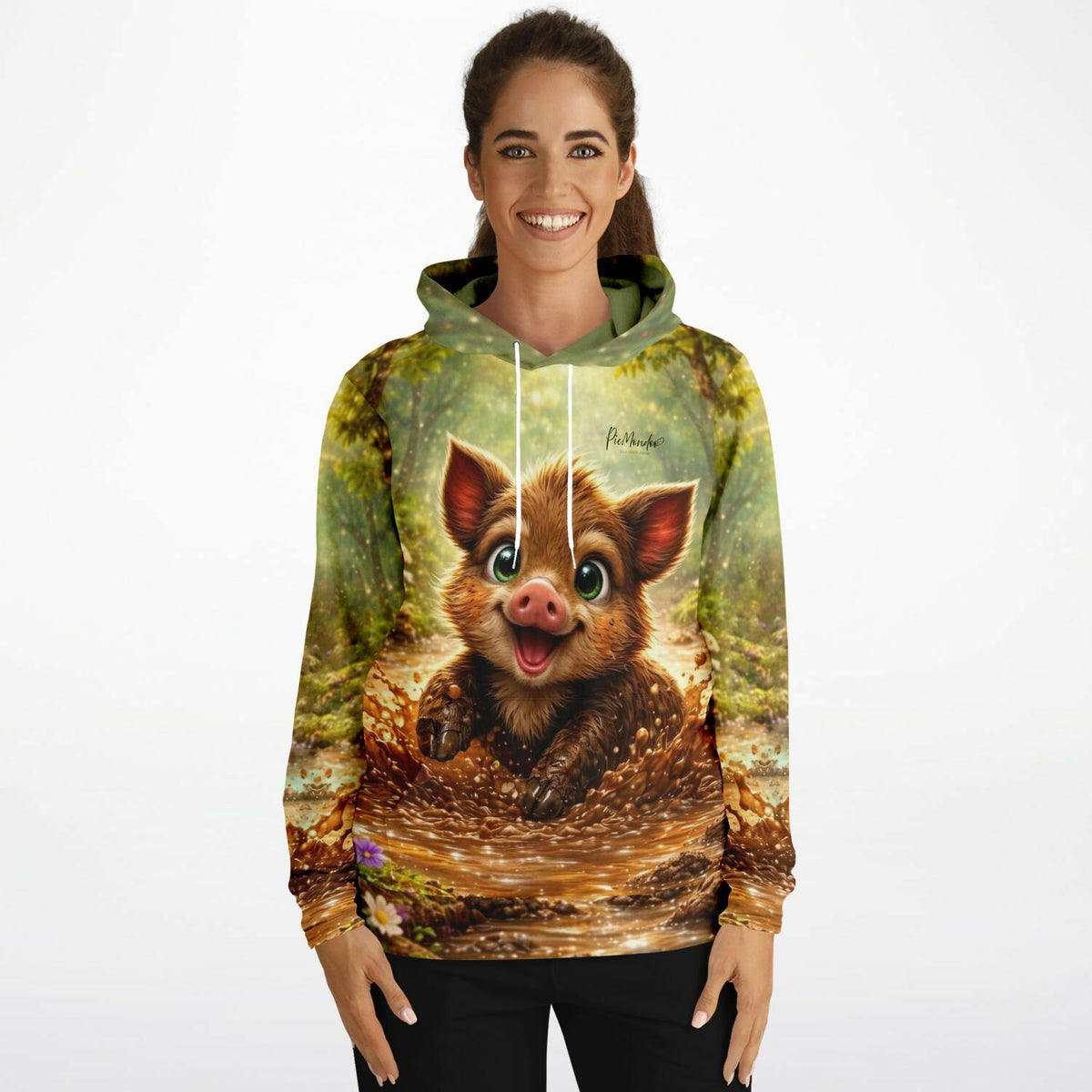 Dreamer Hoodie mit süßem Wildschwein-Motiv im Schlamm, perfekt für Fans von Diamond Painting und Malen nach Zahlen