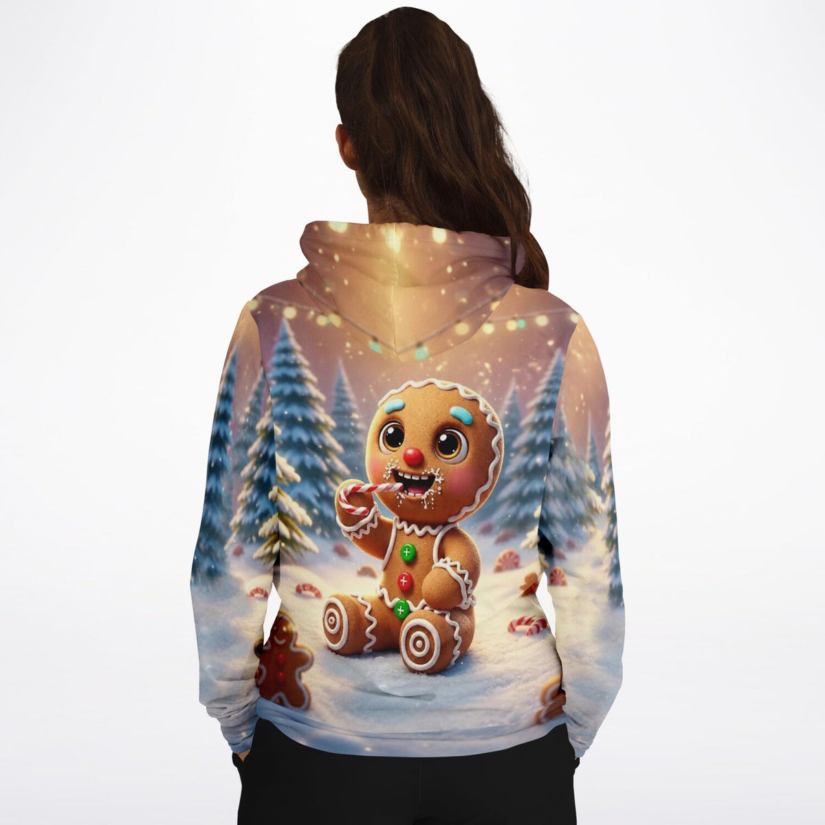 Dreamer Hoodie mit niedlichem Lebkuchenmann im Schnee, perfekt für Fans von Malen nach Zahlen und kreativen Weihnachtslooks