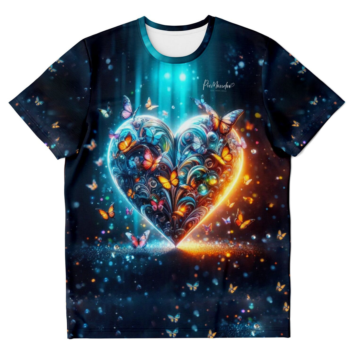 Dreamer T-Shirt mit leuchtendem Schmetterlingsherz-Motiv im Stil von Diamond Painting Kunst und Malen nach Zahlen