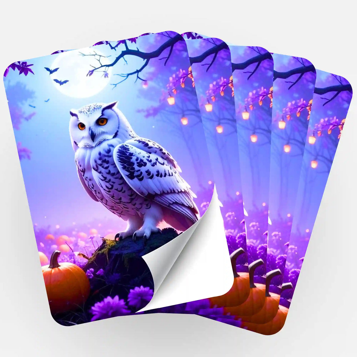 5er Aufkleber-Set Nachtwächter mit Eulen-Motiv für Diamond Painting Zubehör und Malen nach Zahlen Organisation