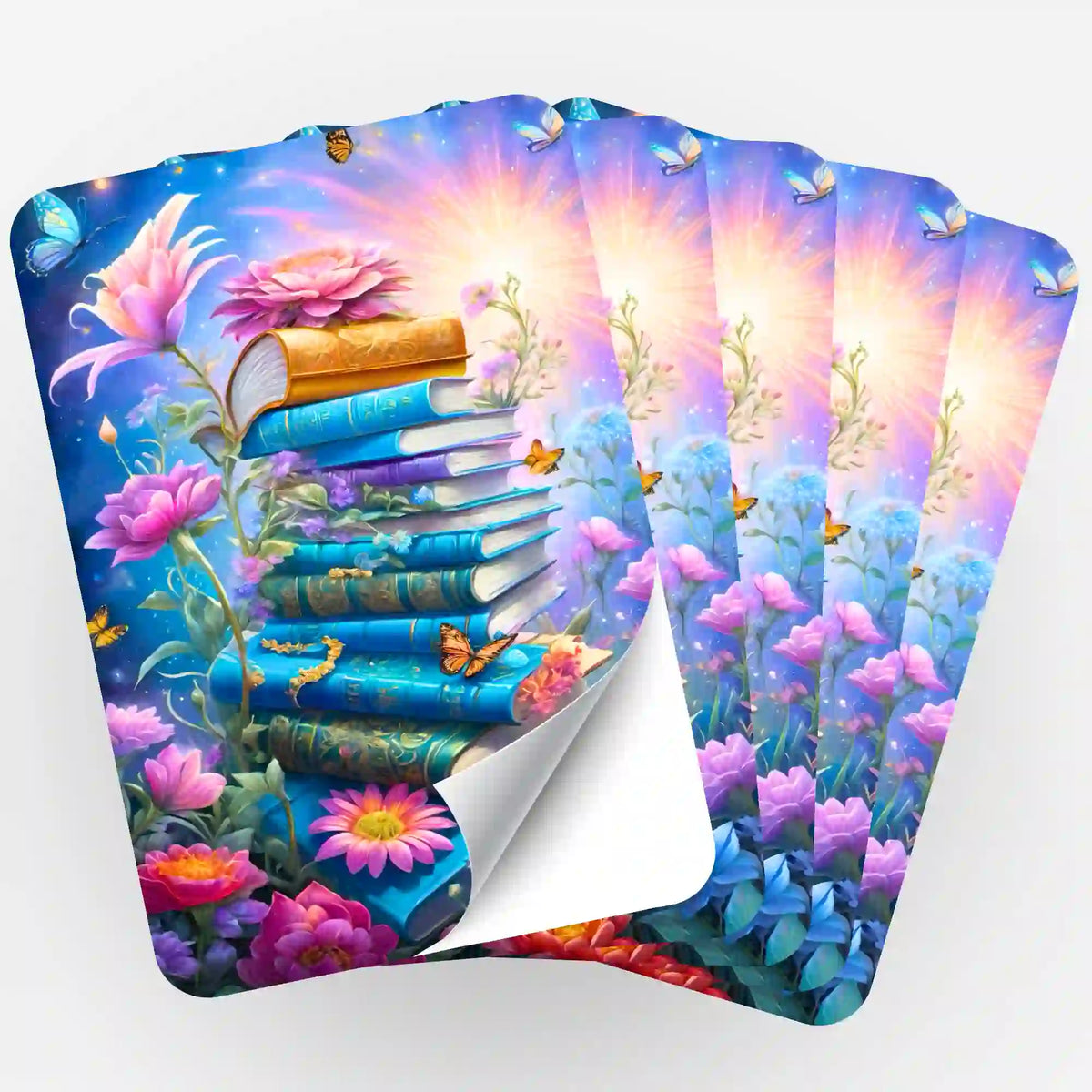Fächerartiges 5er-Set Sticker mit Book Lovers Motiv für Diamond Painting und Bastelbedarf von Picmondoo