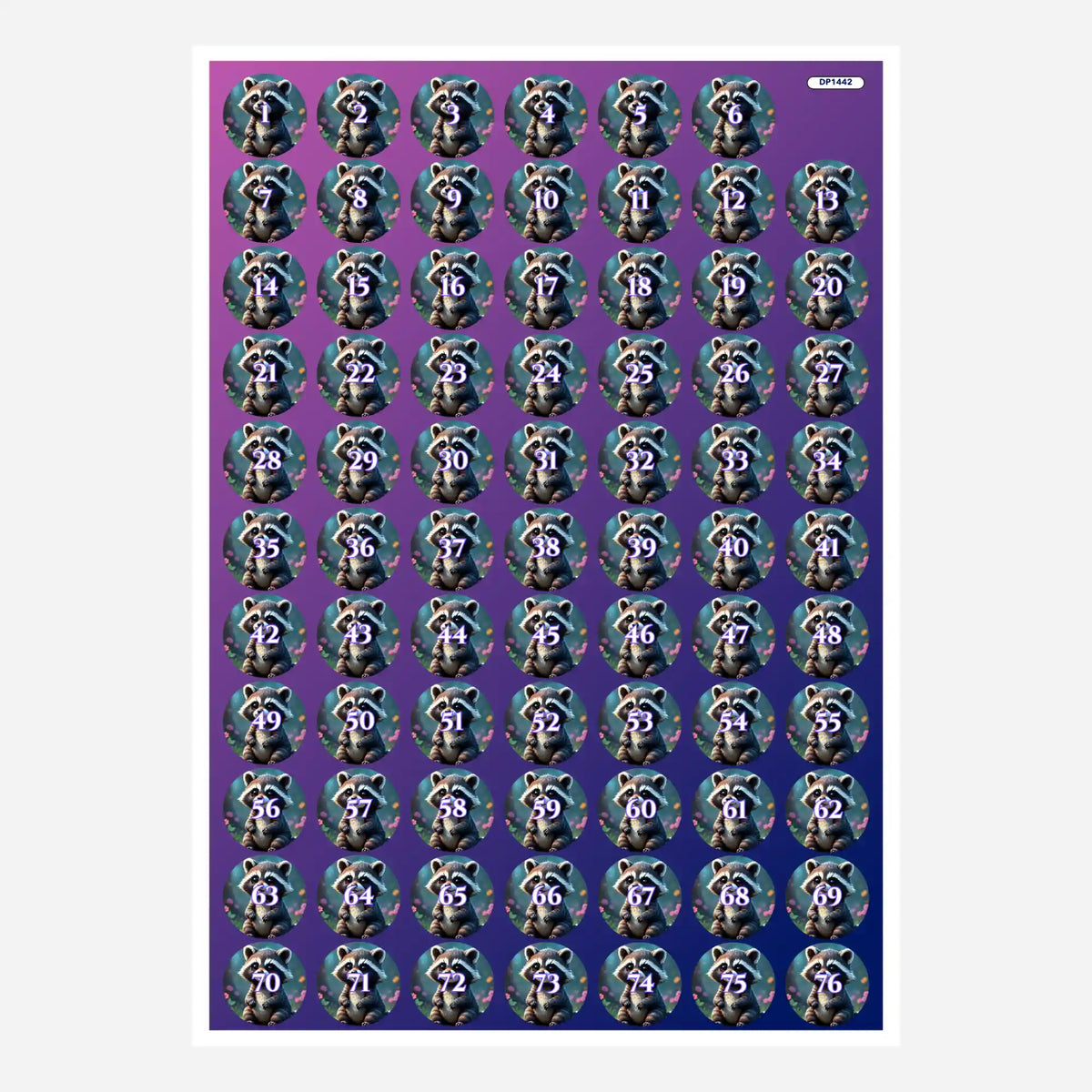 Döschenaufkleber mit Waschbär-Motiv für Diamond Painting Zubehör zur geordneten Beschriftung der Steinfarben
