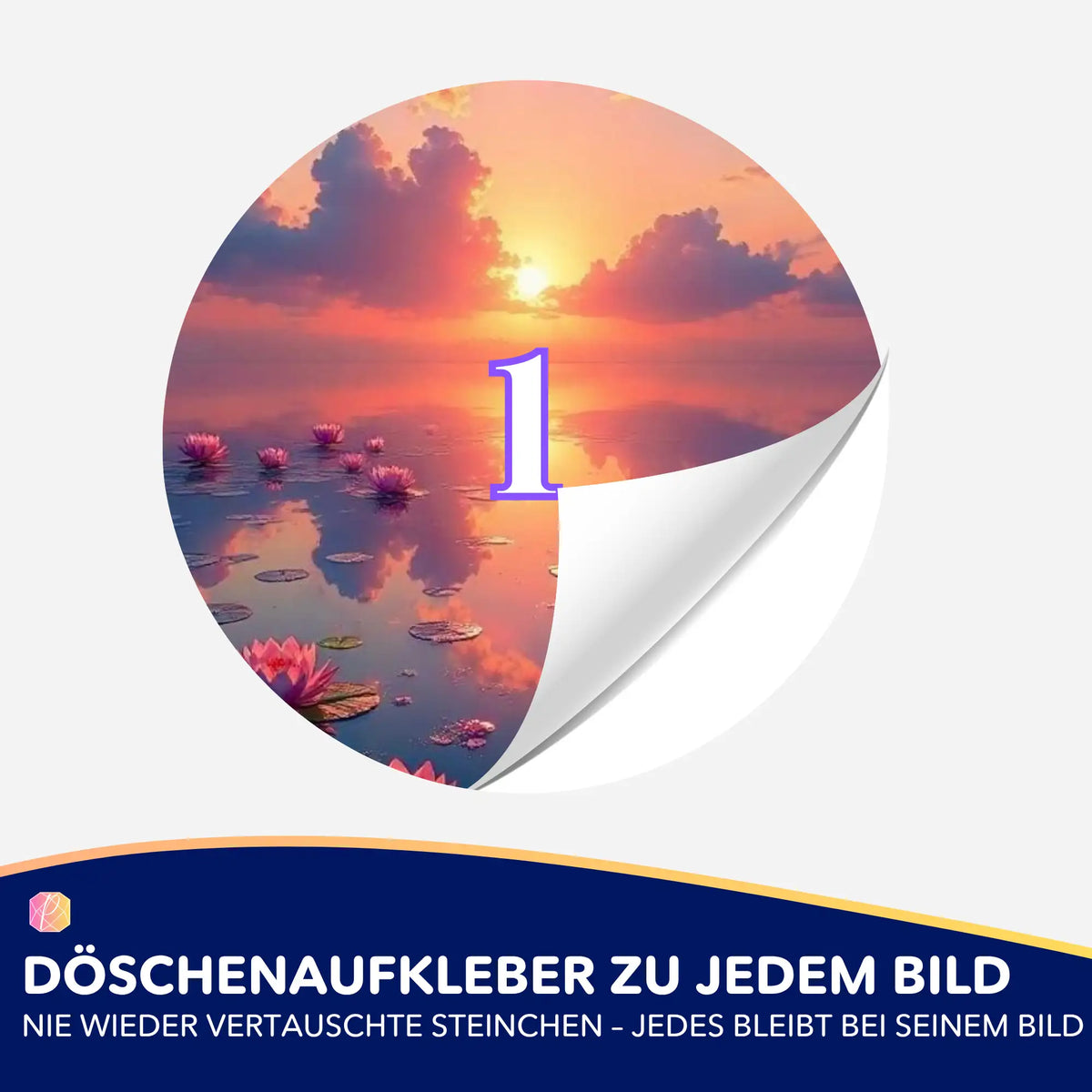 Runder Döschenaufkleber mit Abenddämmerung-Motiv zur Organisation von Diamond Painting Steinchen