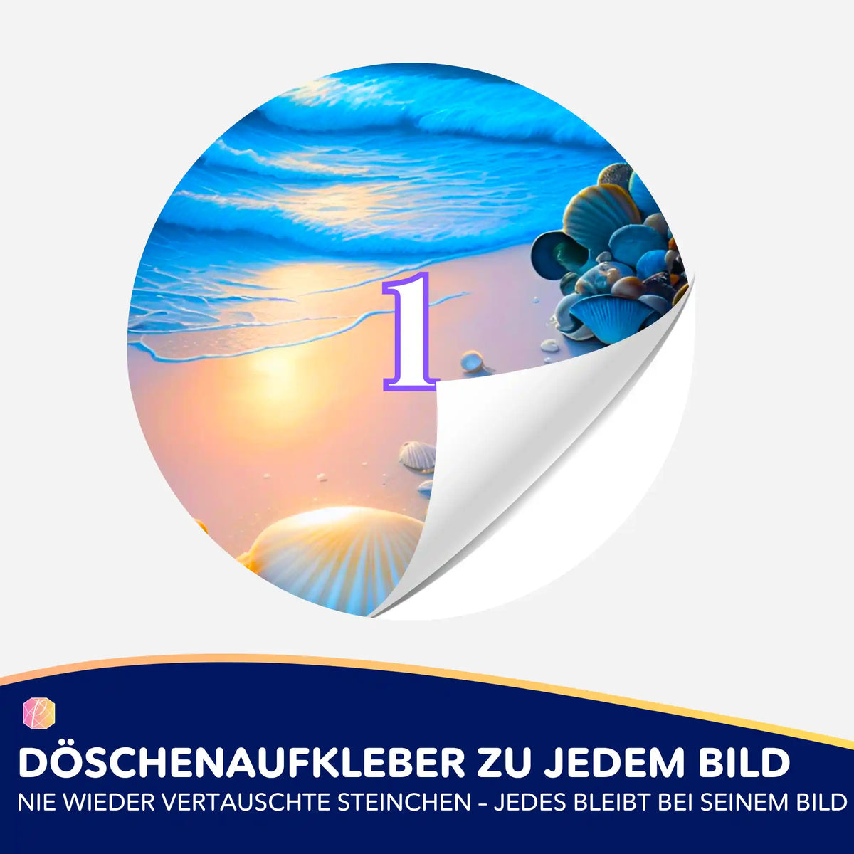 Döschenaufkleber Strand im Nachtglanz - Zubehör für Diamond Painting Sets mit motivischen Details