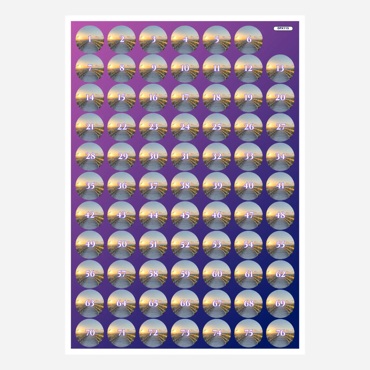 Döschenaufkleber für Diamond Painting mit Strand-Motiv zum Sortieren der Steinfarben und zur einfachen Organisation.