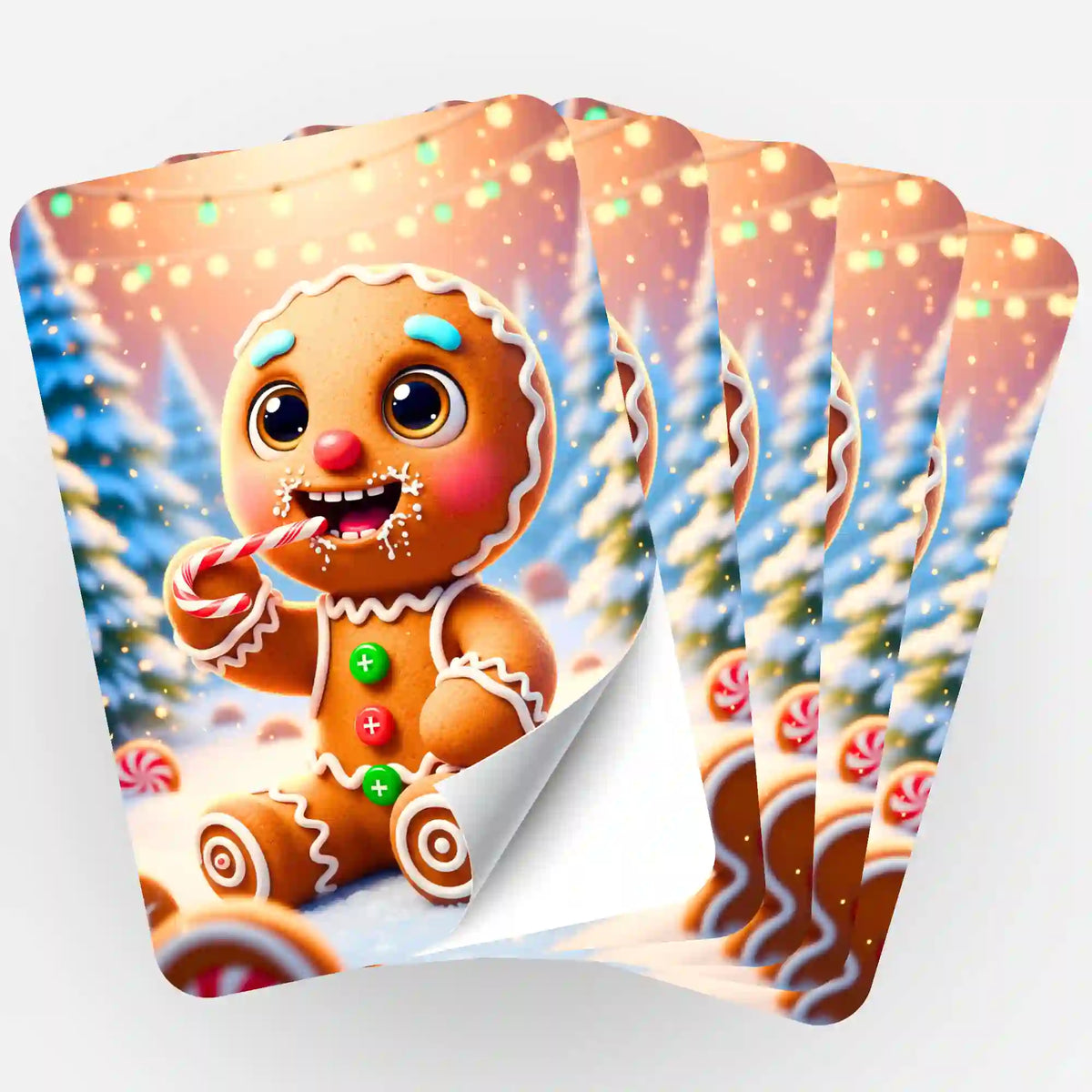 5er-Set Aufkleber mit niedlichem Lebkuchenmann Motiv, ideal zur Organisation von Diamond Painting und Malen nach Zahlen Sets.