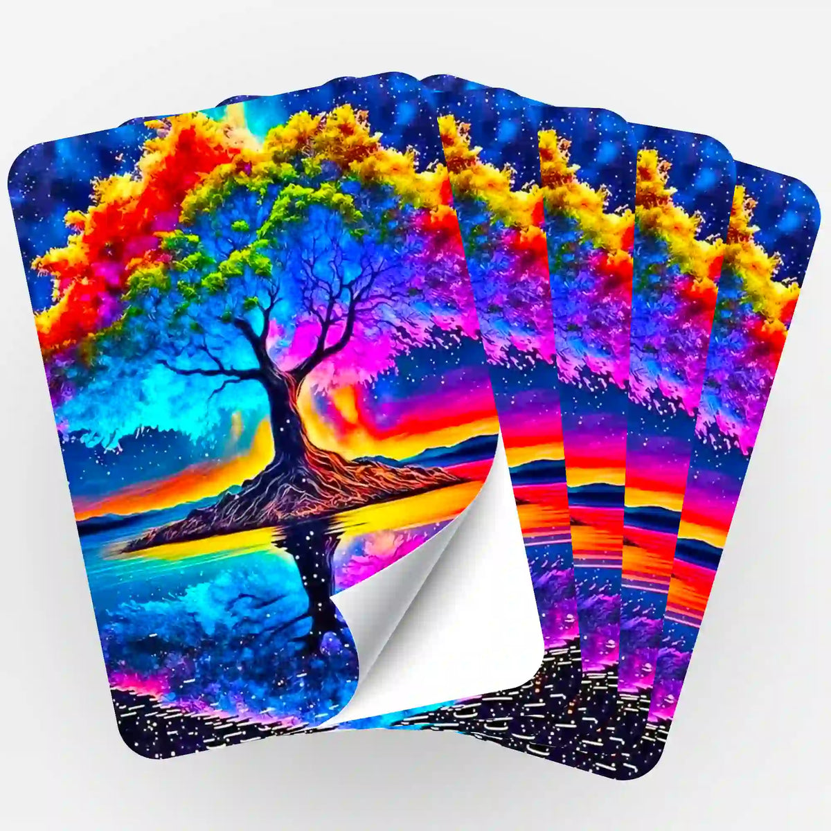 5er-Set Aufkleber mit Rainbow Tree Motiv für Diamond Painting und Bastelbedarf von Picmondoo