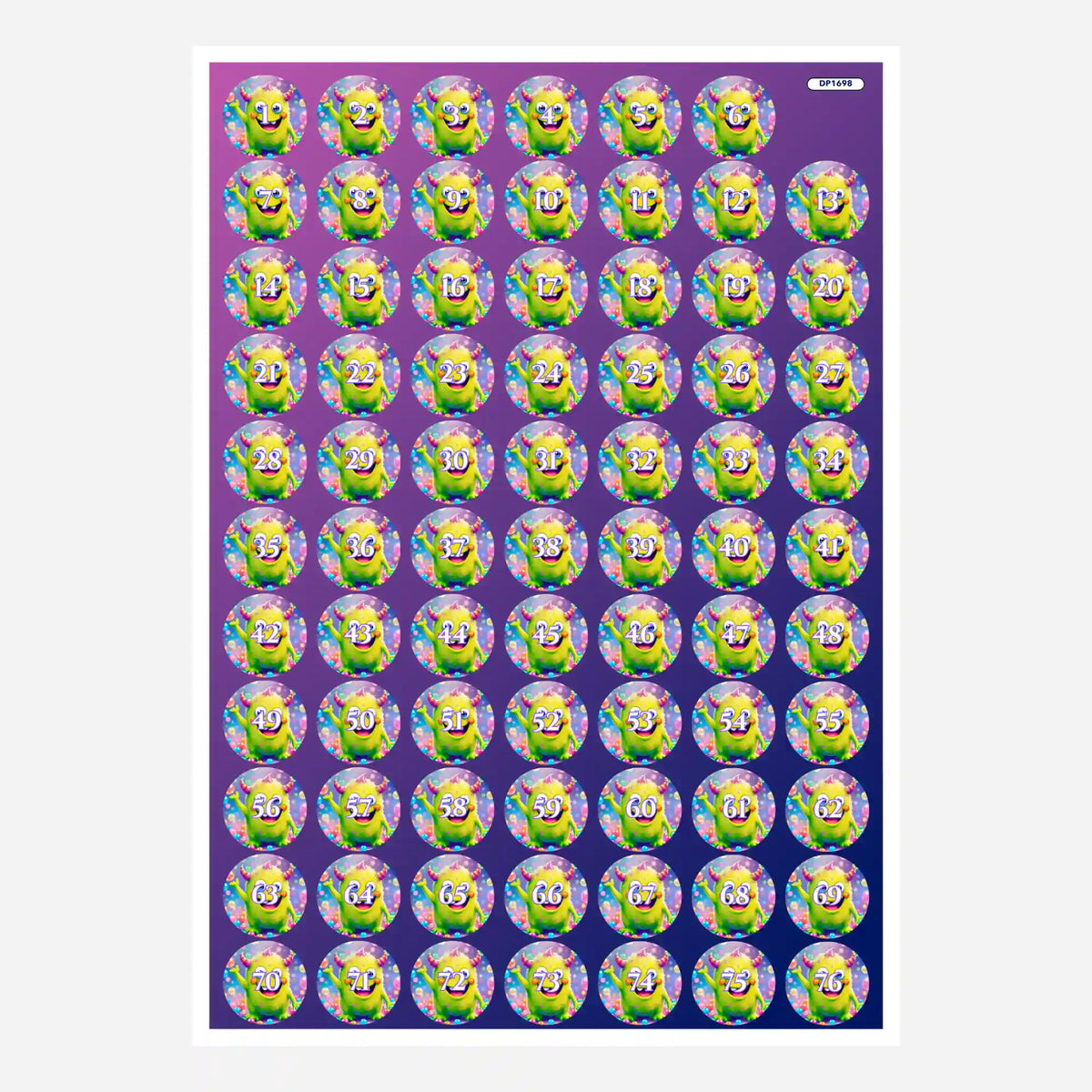Bogen mit runden Döschenaufklebern für Diamond Painting Zubehör mit Seppel-Motiv zum Sortieren der Steinfarben