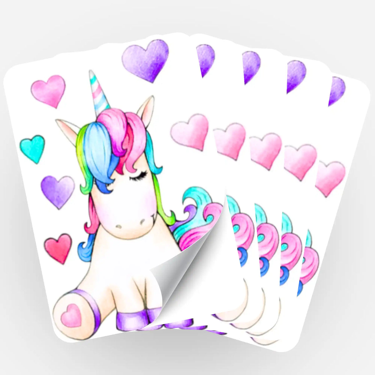 Buntes Einhorn Aufkleber 5er-Set zur Organisation von Diamond Painting Steinen und Malen nach Zahlen Zubehör