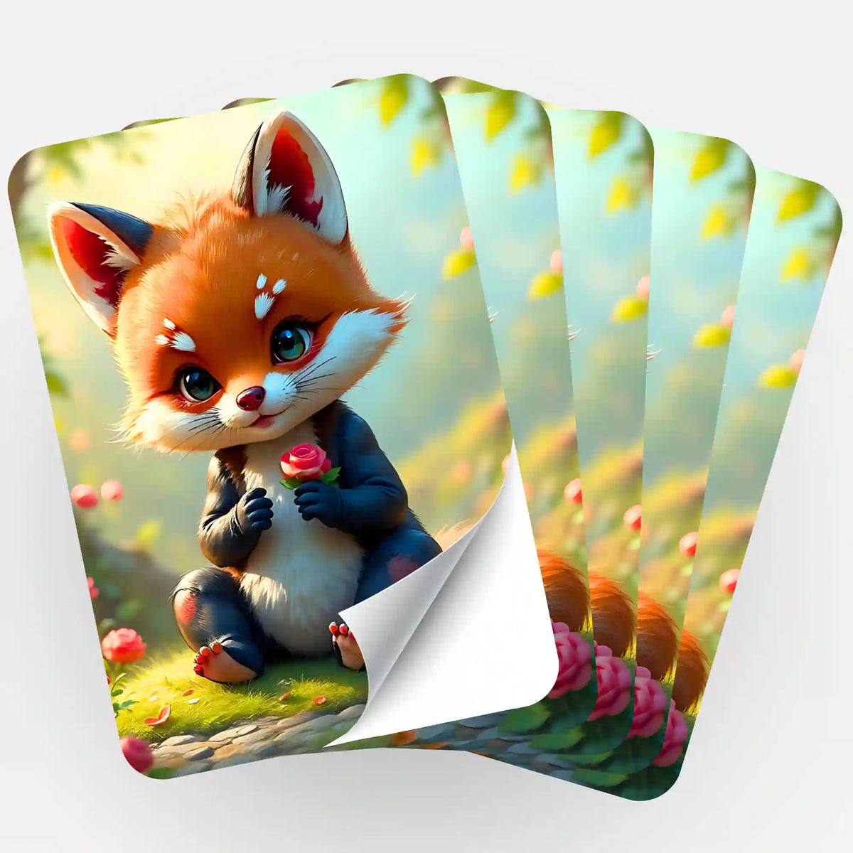 Fünf Picmondoo Aufkleber mit Fuchs-Motiv Kasper für Diamond Painting und Malen nach Zahlen Organisation
