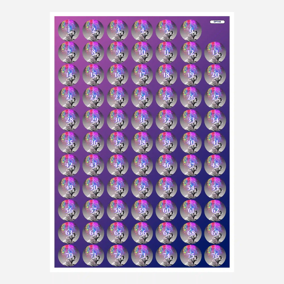 Buntes Diamond Painting Döschenaufkleber-Set mit Elefanten-Motiv und fortlaufenden Zahlen für die effiziente Steinsortierung.