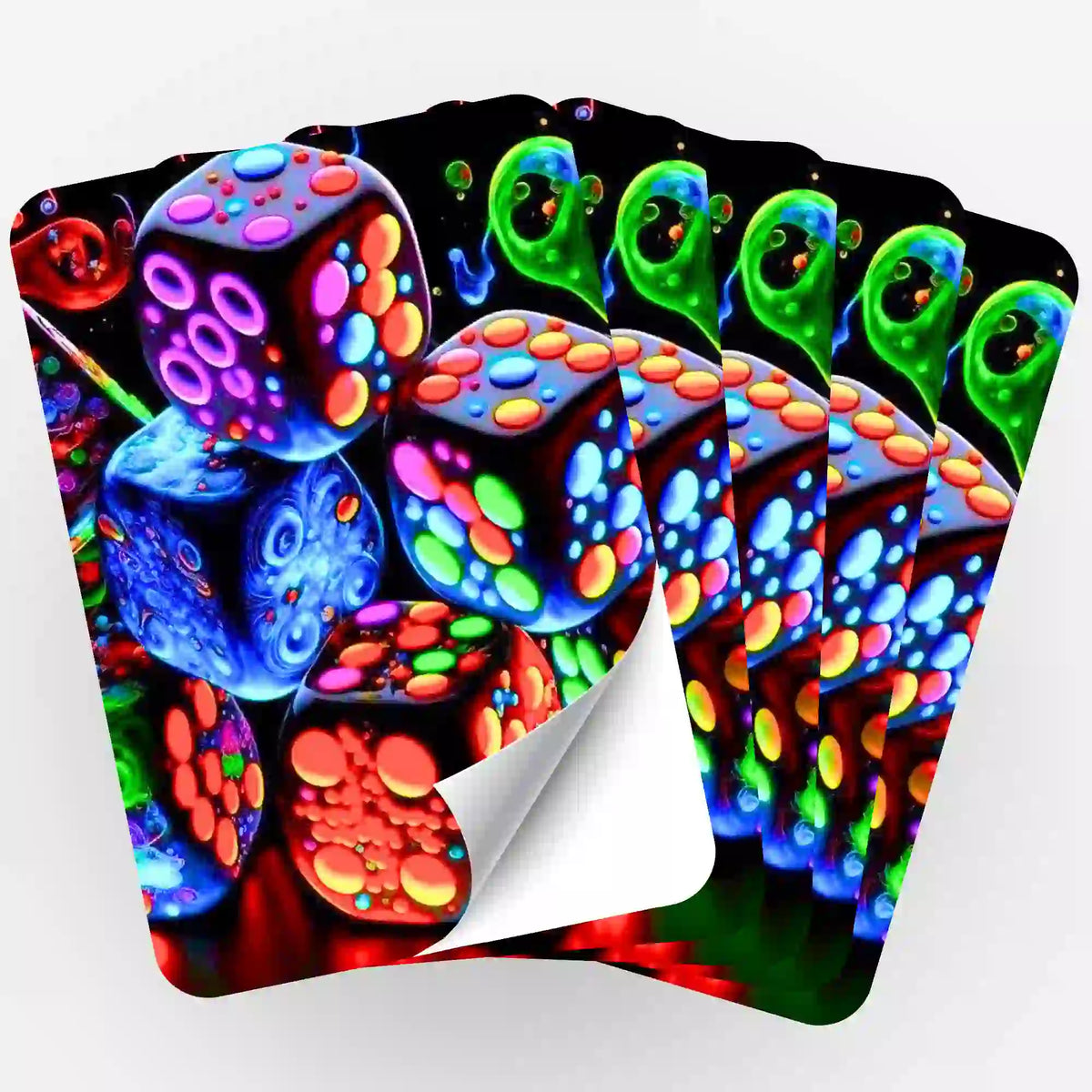 Fünfer-Set bunte Würfel-Sticker für Diamond Painting Zubehör zur Organisation von Malen nach Zahlen Motiven