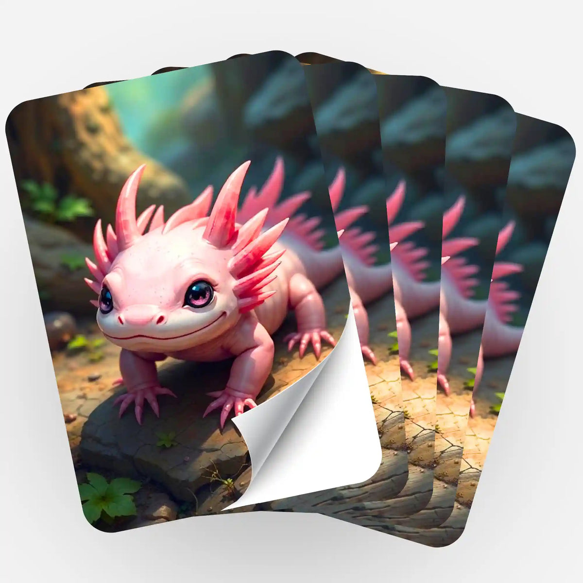 Fünfer-Set Axolotl Aufkleber zur Organisation von Diamond Painting und Malen nach Zahlen Projekten