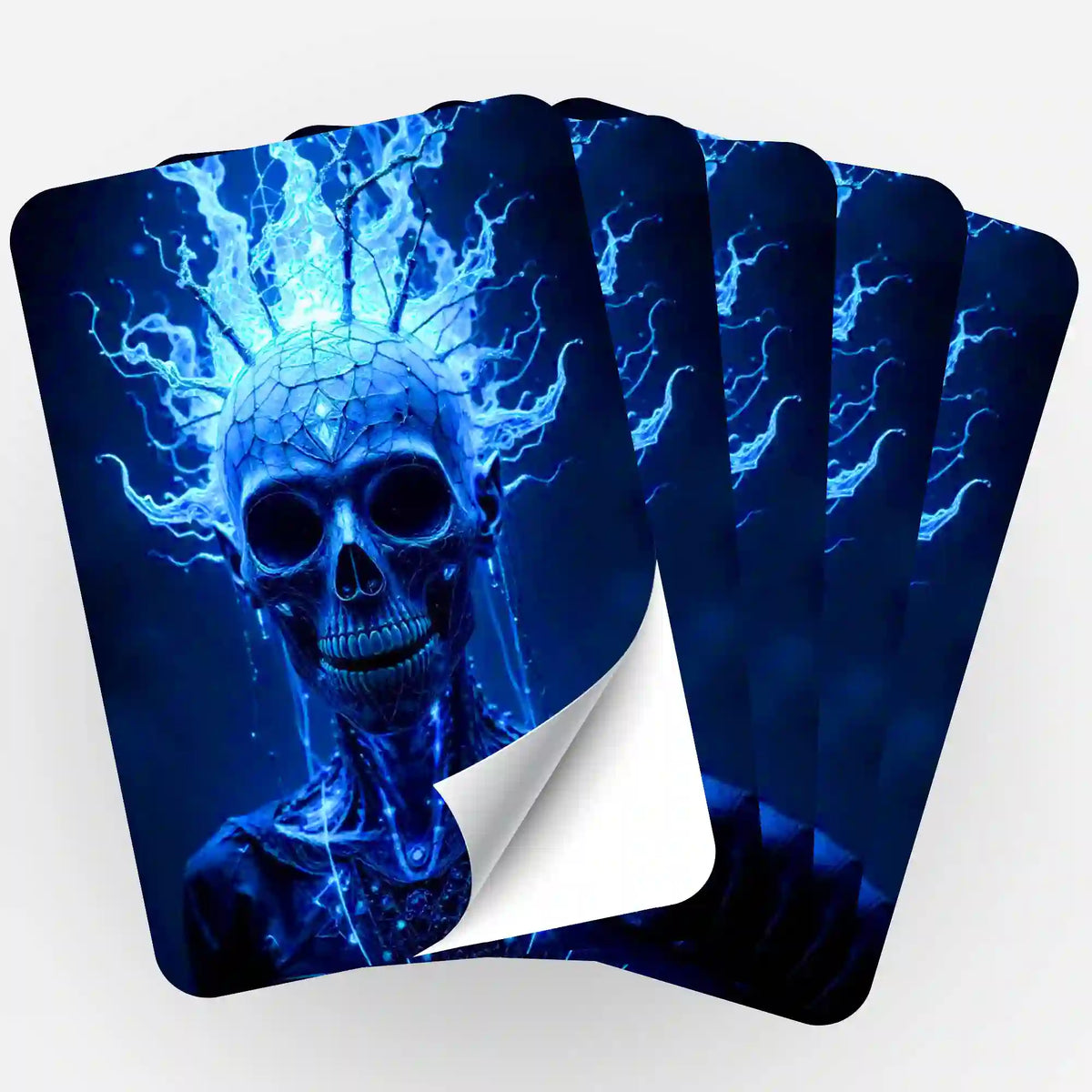 Fächer von 5 Picmondoo Aufklebern mit blauem Totenkopf-Motiv für Diamond Painting Fans zur Zubehör-Organisation