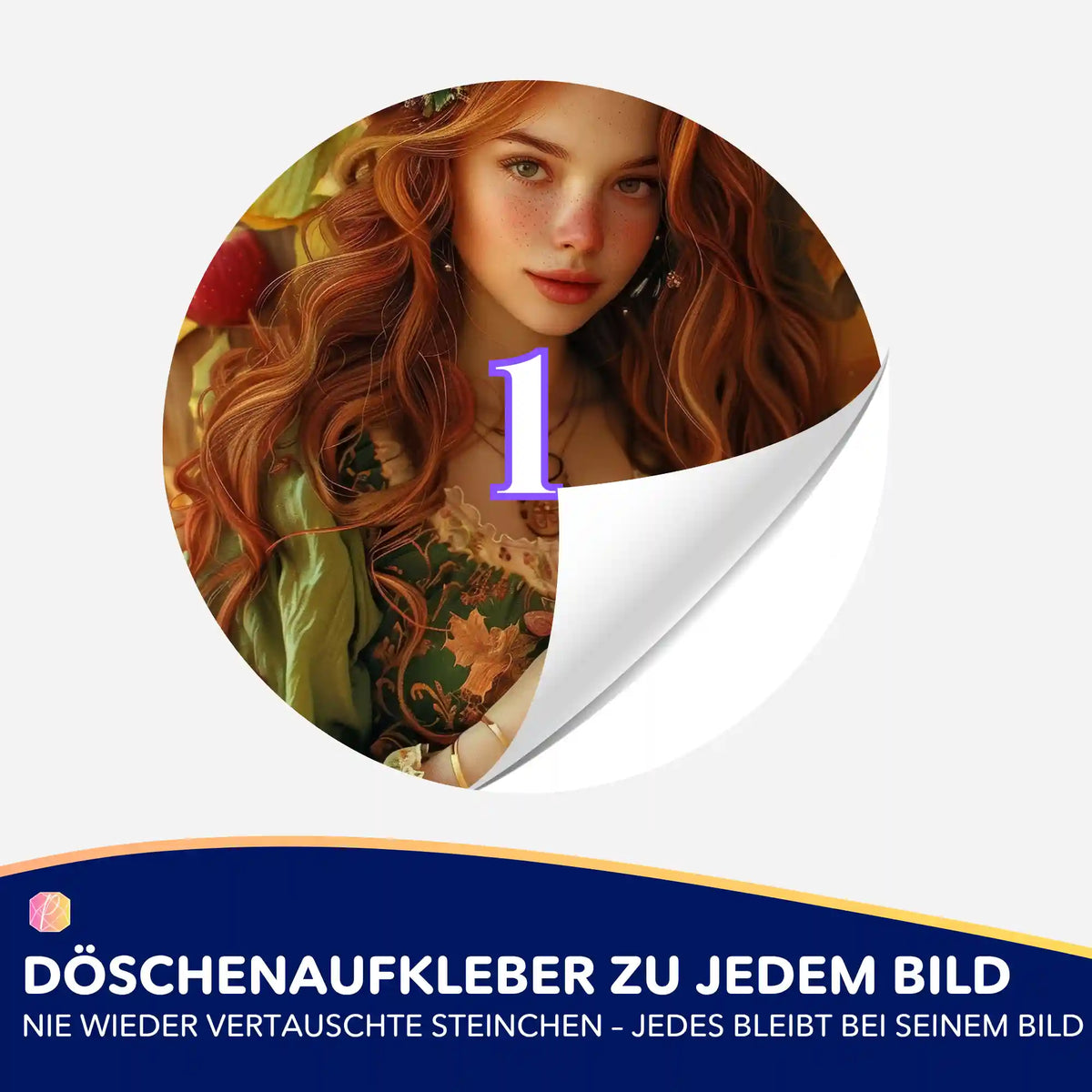 Döschenaufkleber mit Motiv Apfelmädchen Ruby für Diamond Painting Zubehör zur geordneten Aufbewahrung von Steinchen