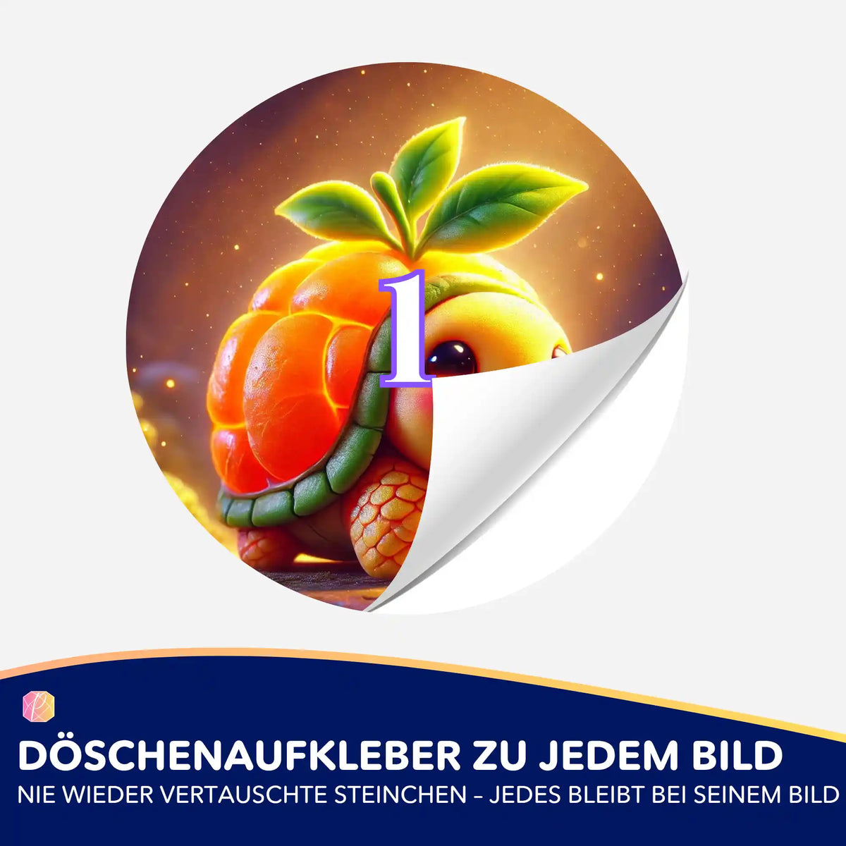 Bunte Diamond Painting Döschenaufkleber Frutty mit Schildkröten-Motiv zur einfachen Beschriftung für Diamanten Painting