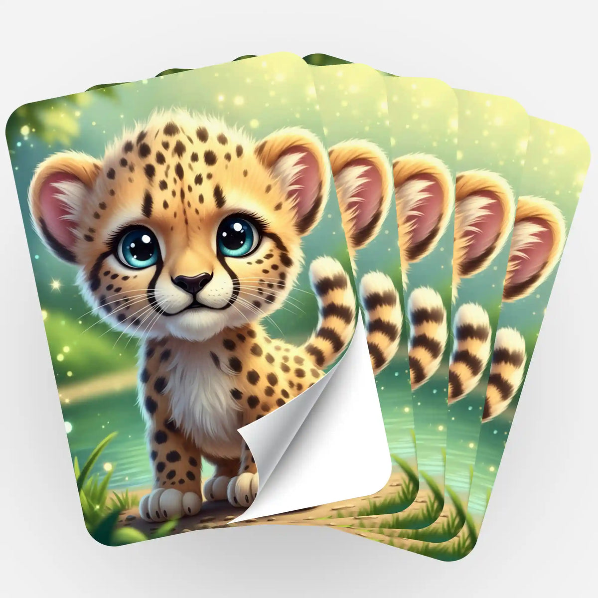 Kibo 5er-Set Aufkleber mit süßem Geparden-Motiv zur Organisation von Diamond Painting und Malen nach Zahlen Sets