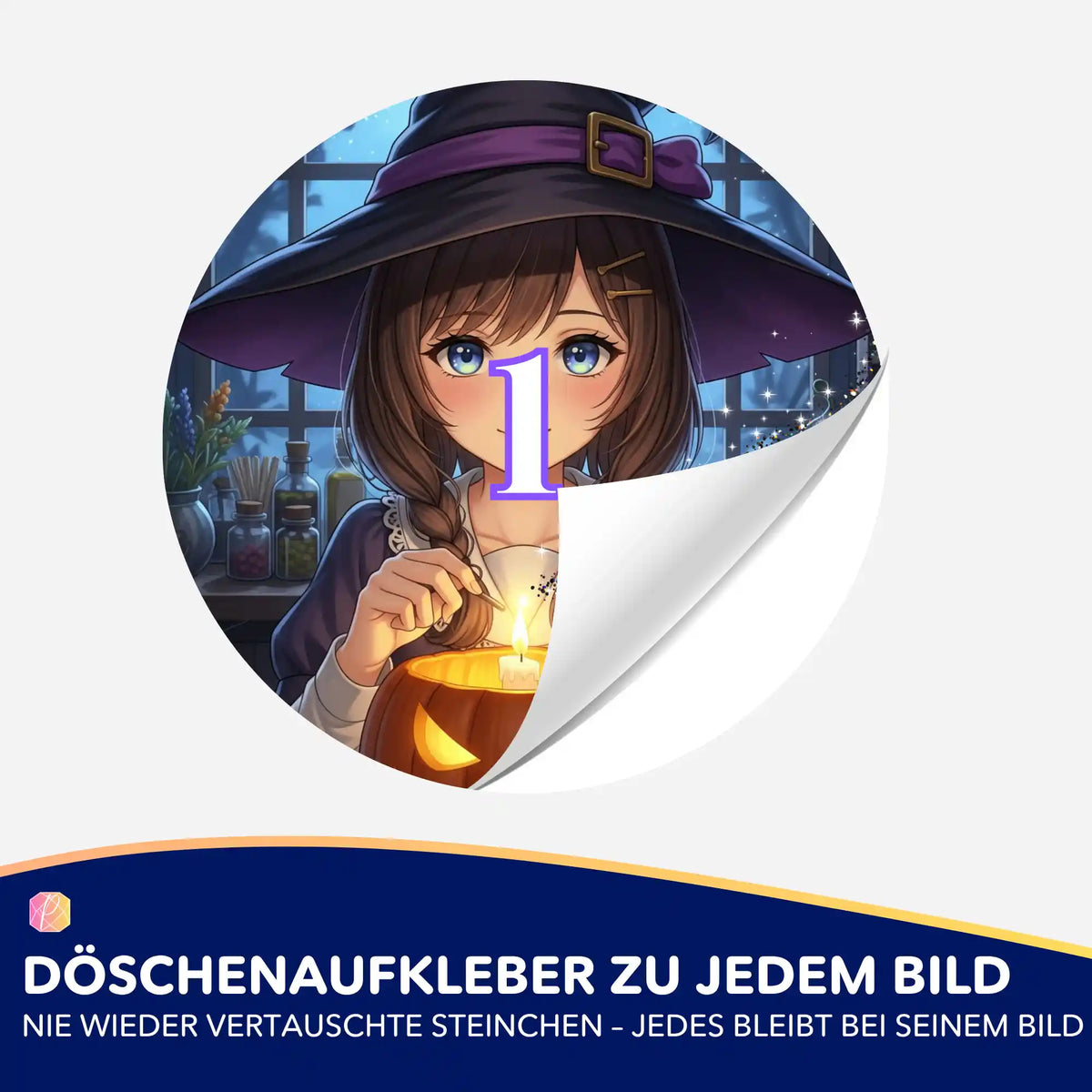 Little Sabrina Döschenaufkleber für Diamond Painting Zubehör mit Halloween-Motiv zur Markierung von Steinchen