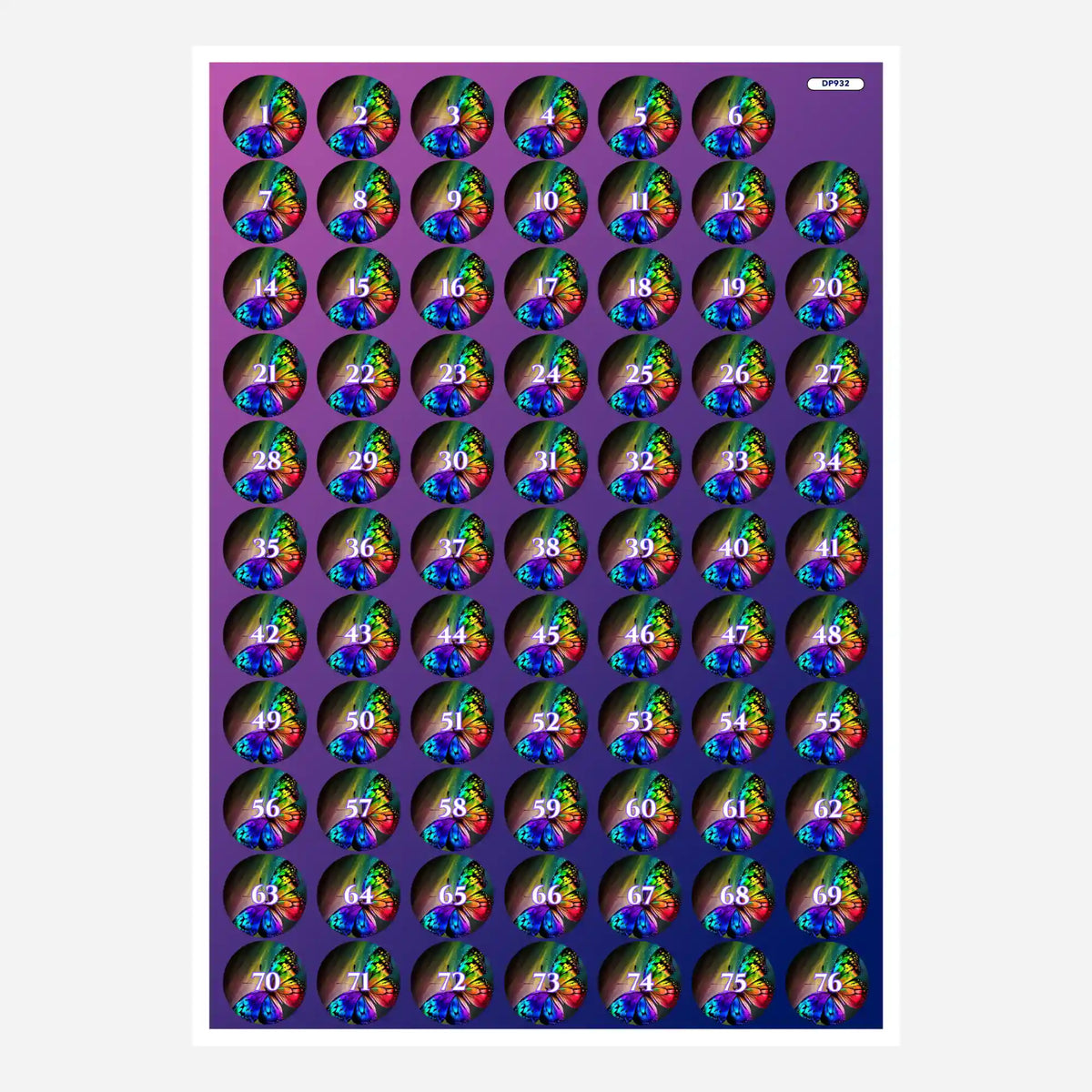 Bunte Schmetterlings-Döschenaufkleber für Diamond Painting zur übersichtlichen Sortierung der Diamanten.