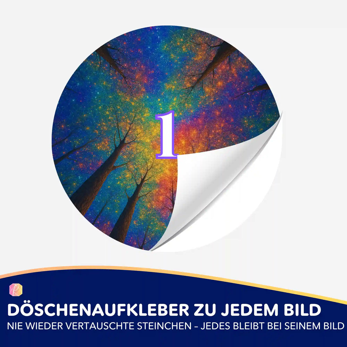 Bunter Regenbogenwald Döschenaufkleber für Diamond Painting zur einfachen Sortierung der Steinfarben beim Basteln