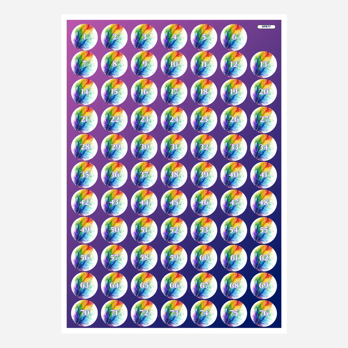Bunte Rainbow Feather Diamond Painting Döschenaufkleber zur Organisation von Diamanten für dein DIY-Bastelprojekt.